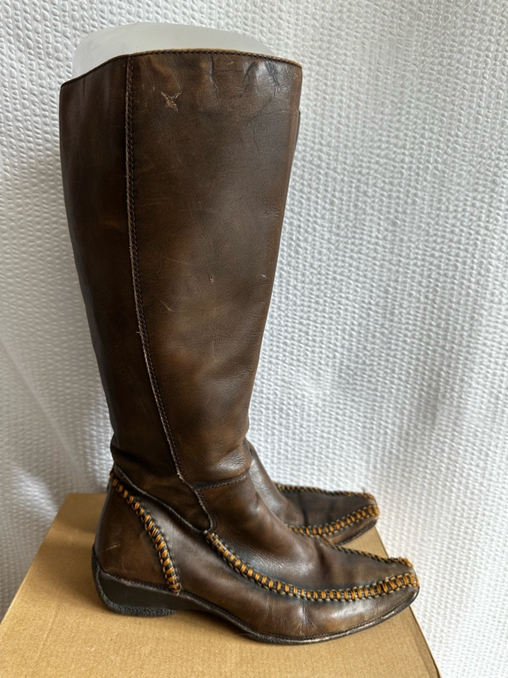 Pikolinos Brown Leather Knee High Tall Riding Boots Side Zip Women’s EU 38